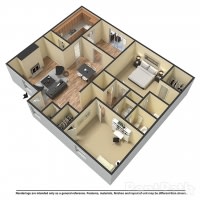 Floor Plan  The Downtown, 2 br, 2 ba, 1308 sq. ft.